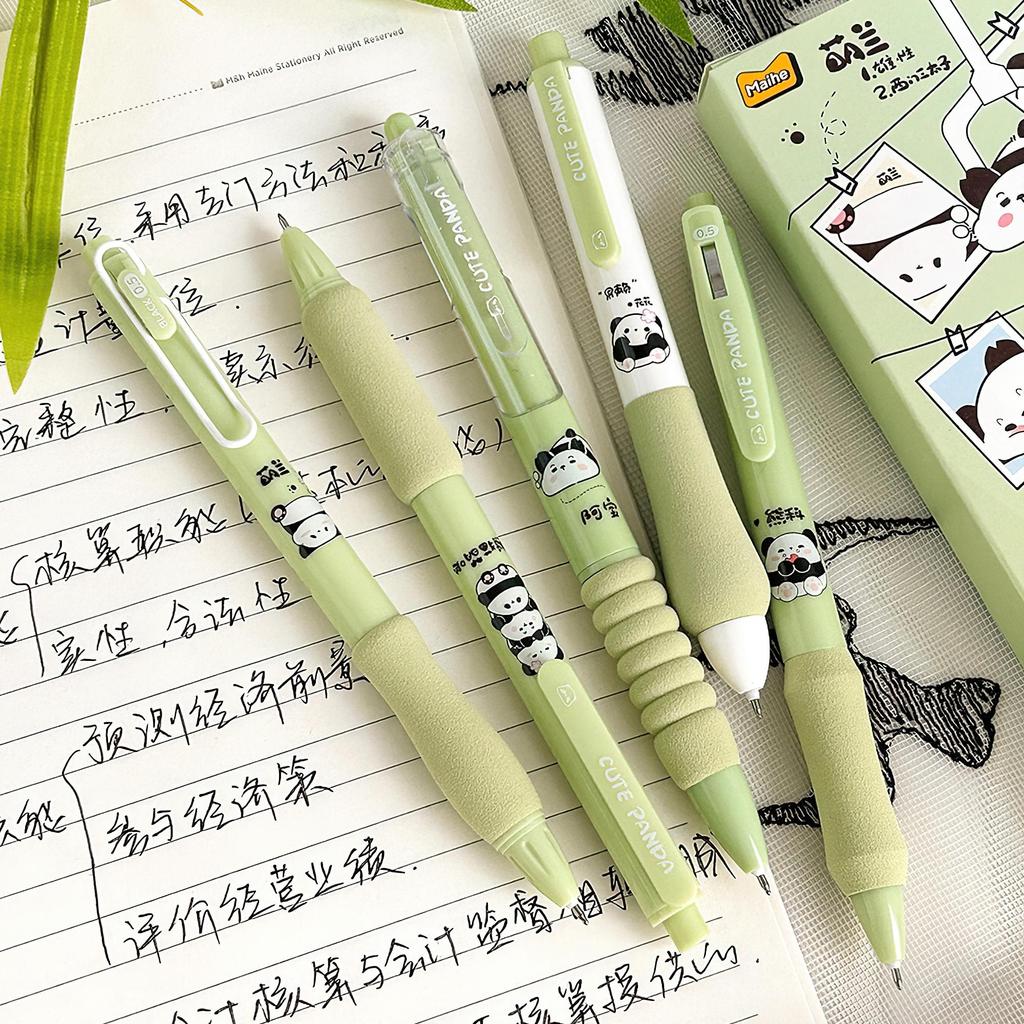 5 шт. милые мультяшные гелевые ручки набор пресс-дизайн мягкий захват 0,5 мм шариковая ручка черного цвета для письма