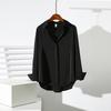 Solid Color Satin Blouse Female Fashion Office Lady Turn-down Collar Long Sleeve Shirts Spring New All-match Buttons Loose Tops