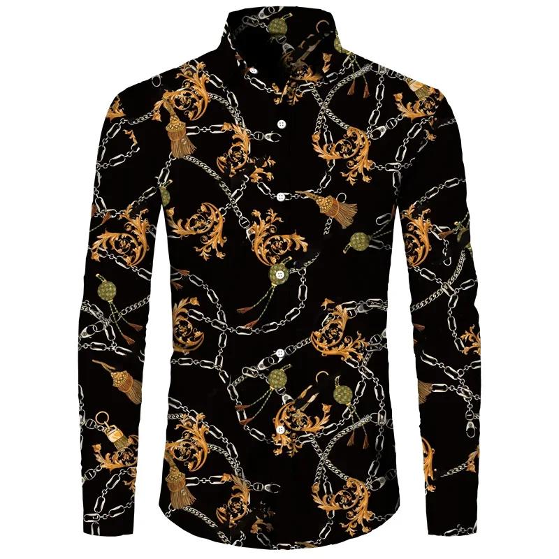 Luxury Baroque Pattern Long Sleeve Shirt, Stylish Fashion for Any Occasion