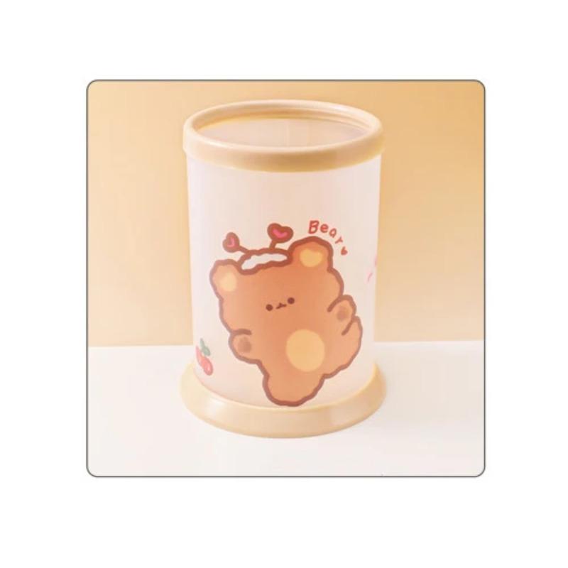 1 шт. Kawaii круглый держатель для ручек офисные канцелярские принадлежности пластиковый настольный органайзер милый органайзер для хранения школьные принадлежности для детей съемный