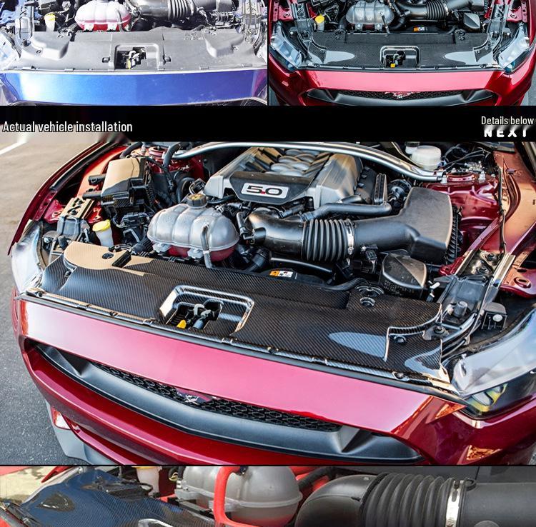 Накладка на радиатор и защита замка капота из углеродного волокна для Ford Mustang 15-17