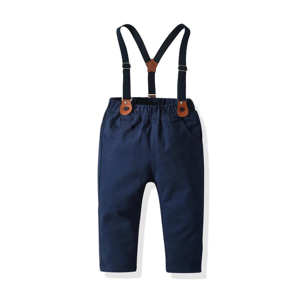 Детская полосатая рубашка с длинным рукавом и галстуком-бабочкой на осень/зиму 2024 года с подтяжками и брюками