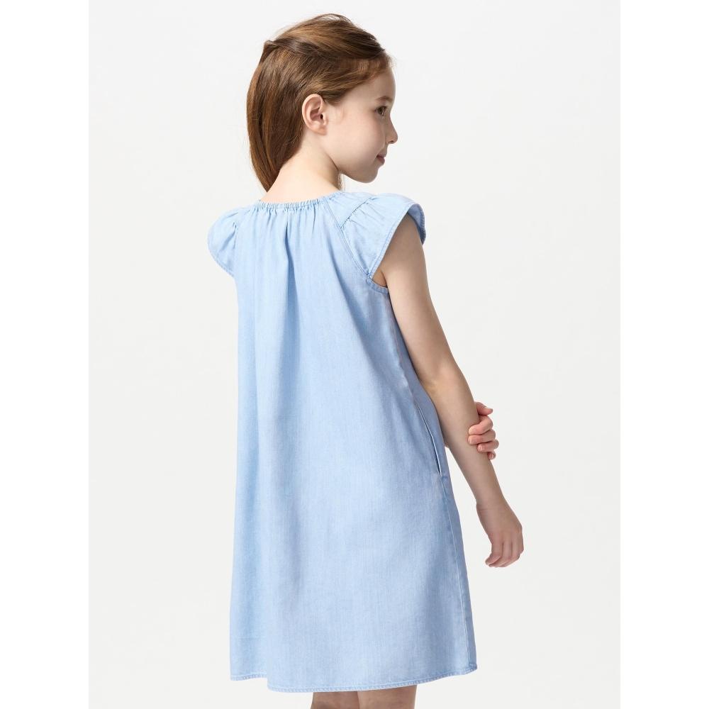 Uniqlo Джинсовое платье для девочек с коротким рукавом 