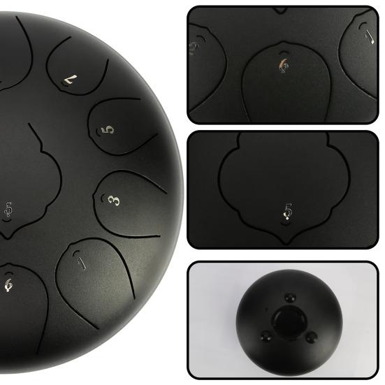 11 Notes 10 Inches Diameter Lotus Type Steel Tongue Drum Handpan Percussion Instrument with Bag Music Score Mallets