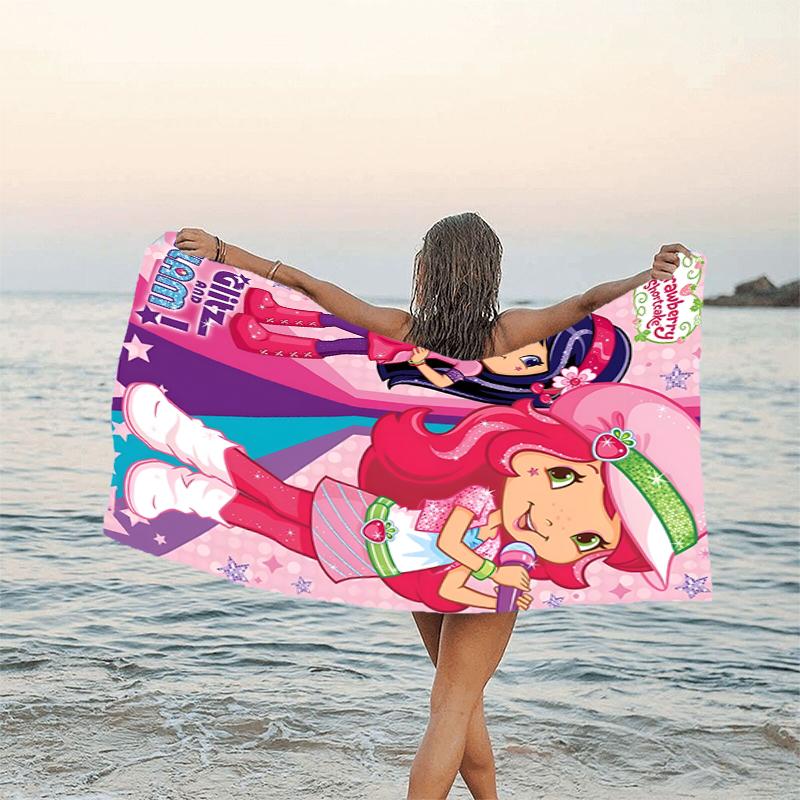 1pc Princess Strawberry6 Beach Towel, Beach and Seaside Swimming Pool Equipment, Fashion Pattern, Rectangular, Travel Essentials