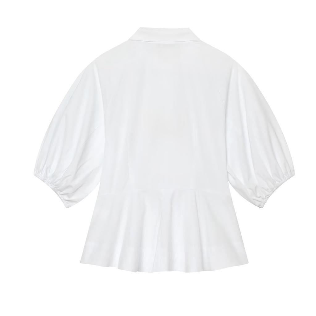 European and American style, new women's clothing, foreign style, fashionable bubble sleeves, nine-point short skirt shirt 6010255