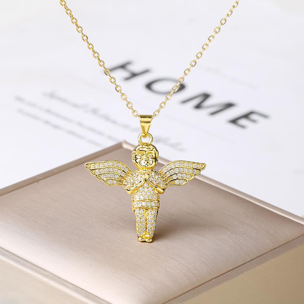 New Arrival Religion Moon/Arch Shaped Virgin Mary Jesus Zirconia Pendant Necklace Elegant Vintage Charm Jewelry Gift for Women