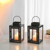 Wrought Iron Lantern Candle Stand Wind-proof Outdoor Hanging Lantern Simple Iron Wind Lamp  Desk