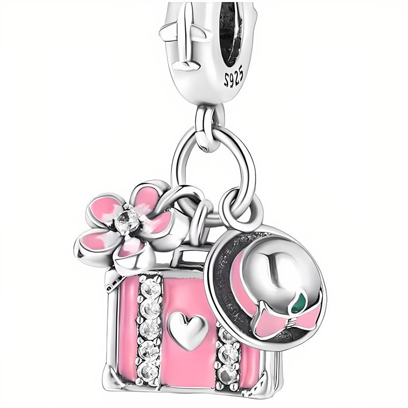 Charms Do Pandora Zawieszka Charms Walizka Kapelusz Kwiatek Charmsy Trusky