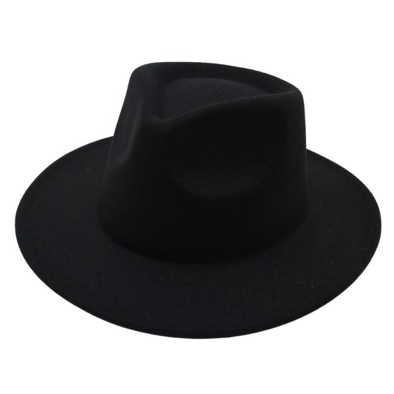 Цилиндр Однотонная Джазовая Шляпа Мужская и Женская Фетровая Шляпа Ретро Шляпа Плюшевая Шляпа Шерстяная Шляпа