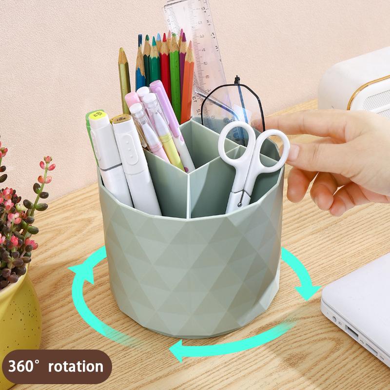 360° Rotating Brush Barrel Makeup Brush Storage Box Portable Desktop Cosmetic Organizer Lipstick Brushes Holder Pen Holder