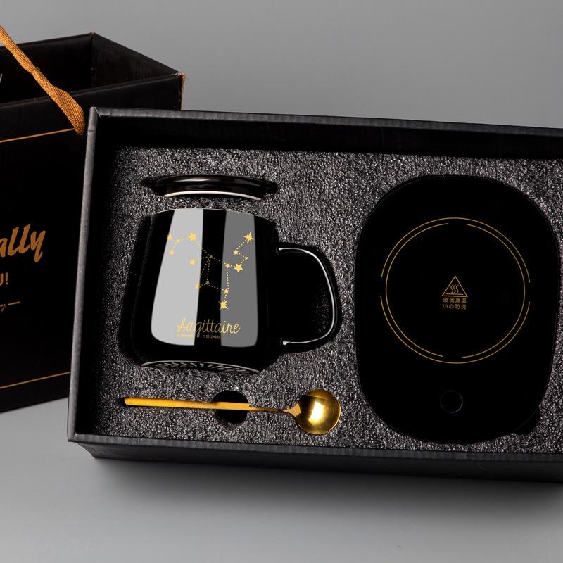Персонализированная керамическая кружка для кофе с крышкой и ложкой - Праздничный дизайн для пар