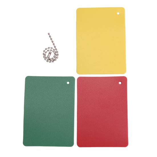 Набор из 3 шт. карточек для футбольного судьи: зеленая, красная, желтая. Карточки для предупреждения, удаления и задержки в футболе. Аксессуары для судейства спортивных соревнований.