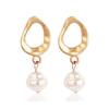 Luxury Pearl Drop Earrings Matte Metal Drop Earrings Retro Chic Pearl Jewelry