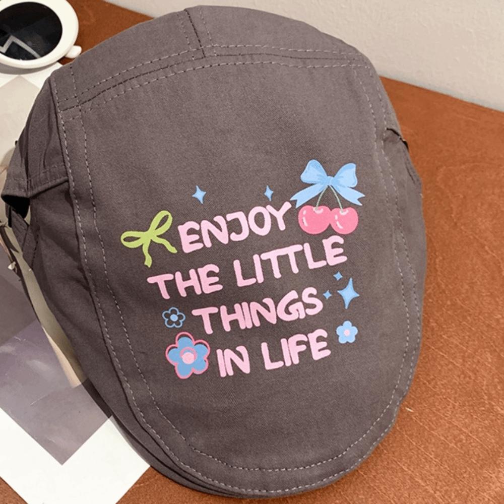 Вишневый берет Y2k Винтажная шляпа художника Индивидуальная граффити Кепка вперед Унисекс