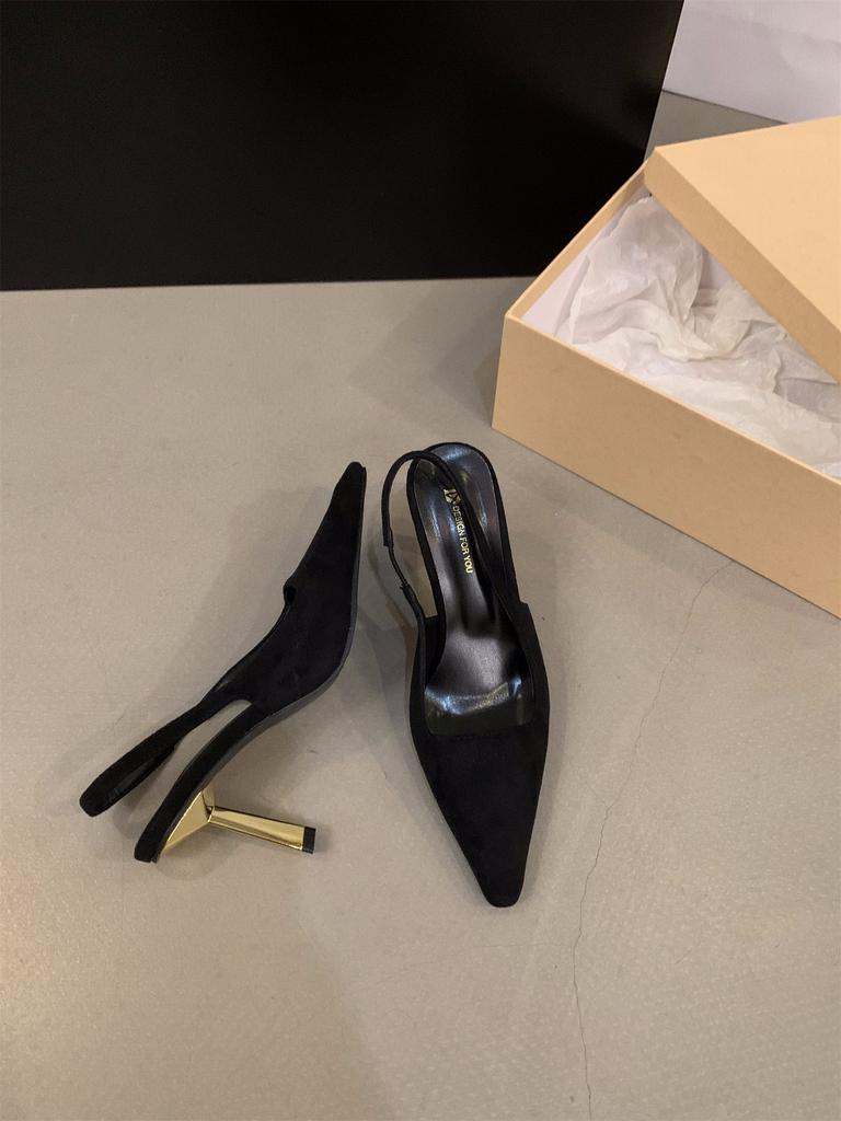 Нишевые высококачественные французские босоножки-мешки, туфли-феи 2025 года, коричневые туфли с острым носком на высоком каблуке