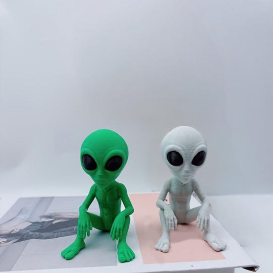 3D-печатная статуэтка инопланетянина, Научно-фантастическая скульптура инопланетянина на НЛО, Забавная сидящая фигурка инопланетянина, Креативное украшение для дома, офиса, рабочего стола, полки, рабочей станции, кофе