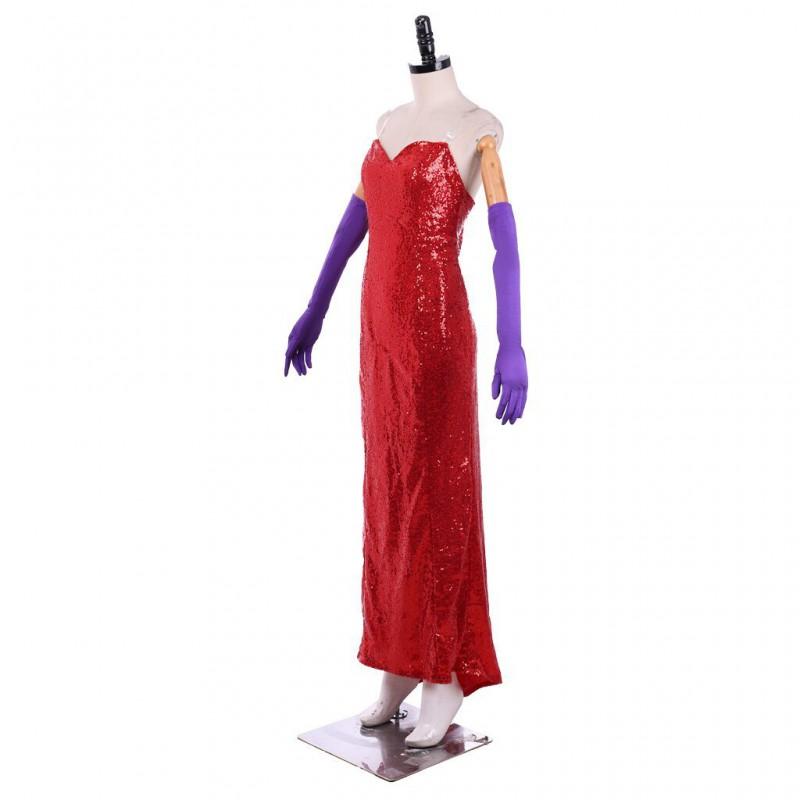 1988 US Movie Who Framed Roger Rabbit Jessica Red Dress Cosplay Costume Halloween Party