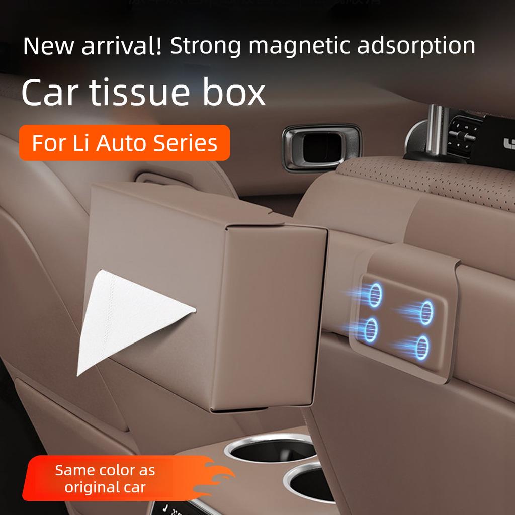 For Li Auto I6 I8 L6 L7 L8 L9 Livis Car Tissue Box Strong Magnetic Leather Tissue Box Creative Detachable Storage Box