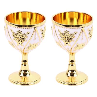 2 шт. Винтажный металлический бокал для вина, металлические рельефные бокалы для вина, изысканный декоративный кубок, украшение для