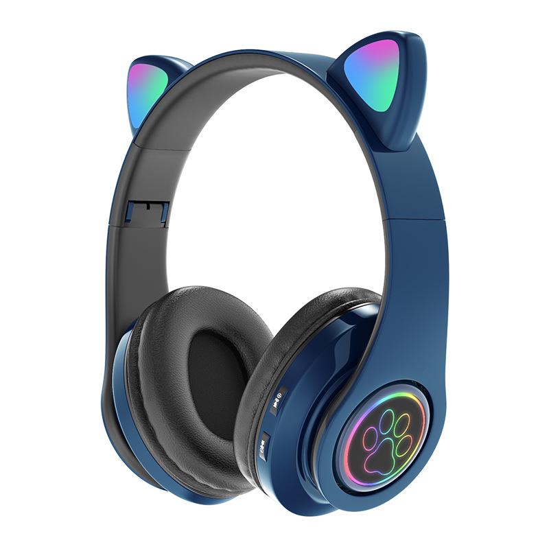 Светящаяся Bluetooth-гарнитура с ушками кошки B39: Складной, Слот для карт, Беспроводные наушники, Универсальная совместимость