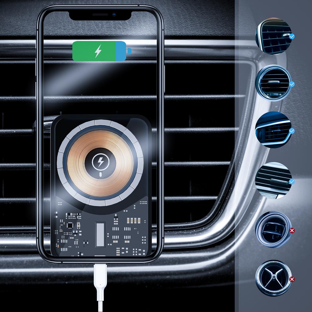 Magnetic Car Holder 15w Fast Wireless Charger For Magsafe Iphone 14 13 12 Pro Max Accessories Induction Charging Mount
