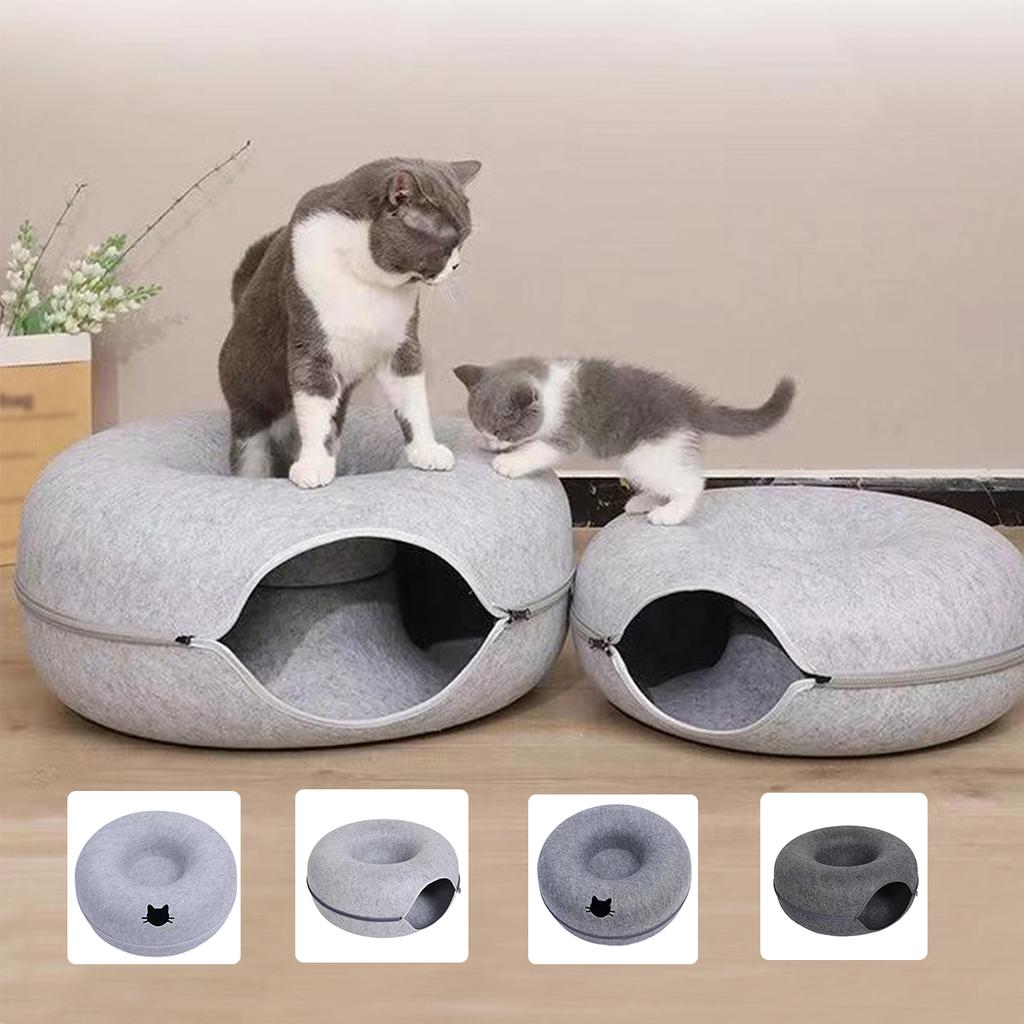 Cat Tunnel Donut Cat Bed Interactive Tunnel Pet Felt Indoor Toys Cats House Kitten Training Toy Cat Kennel Cat Accessories