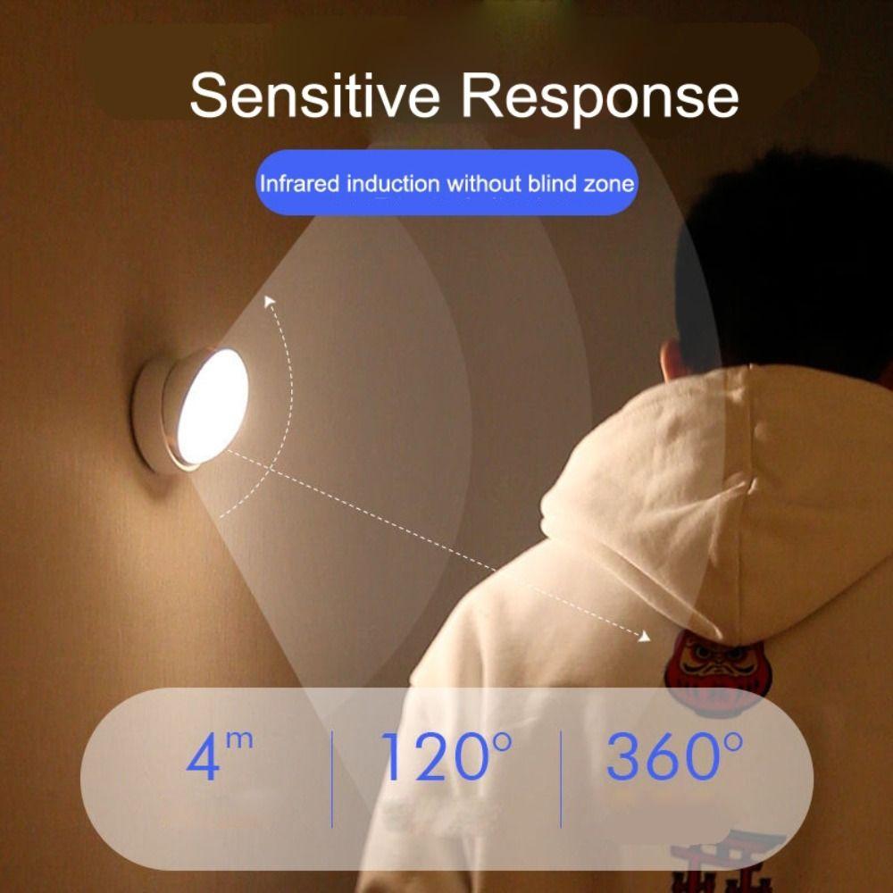 360 Rotated LED Night Light Intelligent Human Induction Cabinet Light Bedroom Closet Wardrobe