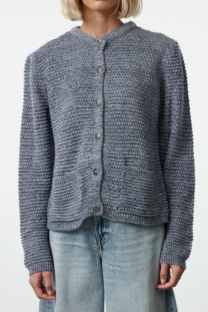 Женский элегантный кардиган из норки с круглым вырезом, трикотажный кардиган