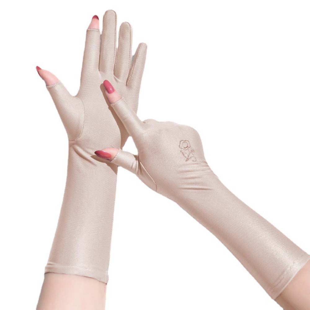 Перчатки для спорта на открытом воздухе Женские перчатки с цветами Защита от солнца Покрытие из ледяного шелка Варежки