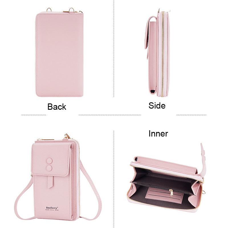 Baellerry женская сумка для мобильного телефона с застежкой-кнопкой, кошелек с несколькими отделениями для карт, сумка через плечо из искусственной кожи в корейском стиле