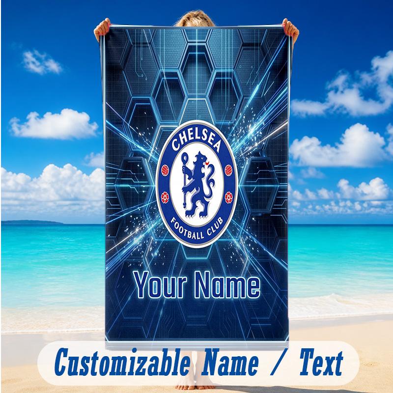 Beach Towel Custom Name Text, Quick Dry Large Towel For Beach HomeChelsea FC