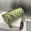 Women's Crossbody Bag Plaid Cylinder Bag Trendy Fashion Casual Simple Wide Shoulder Strap Retro One Small Shoulder Messenger Bag MIT