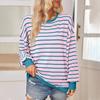 Женский повседневный топ с длинными рукавами, полосатая цветная толстовка с длинными рукавами