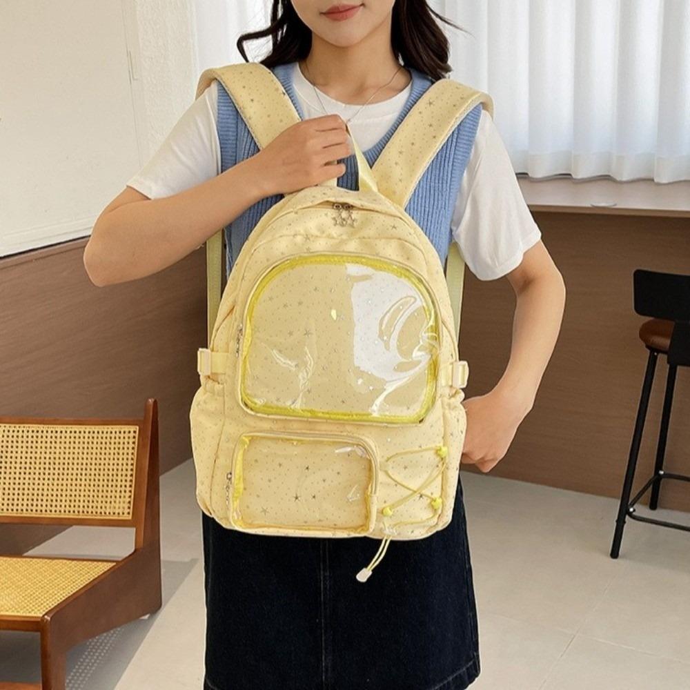 Oxford Cloth Star Backpack Print Transparent Itabag Casual Nylon Backpack  Women