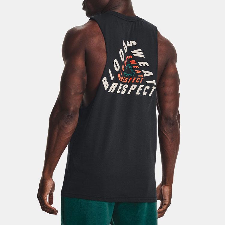 Under Armour Майка без рукавов с круглым вырезом и принтом быка, мужская, черная 1377293-001