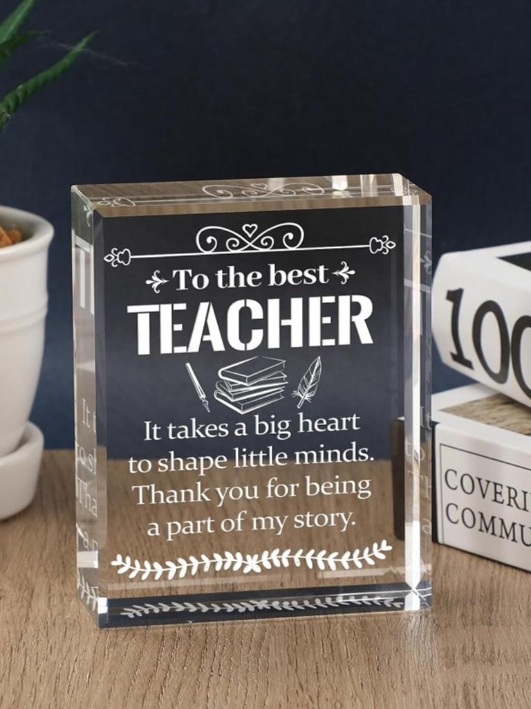 Gifts for Teacher, Appreciation Gifts for Teacher, Engraved Crystal Plaque Thank You Gifts for Best Teacher, Thank You Teacher