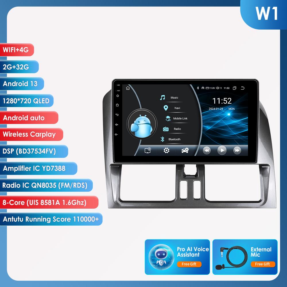 OSSURET 9" Carplay 4G BT 2din Android 13 автомобильный радиоприемник мультимедиа видеоплеер GPS навигация для Volvo XC60 2008-2017 головное устройство интеллектуальный экран SWC