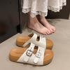 Summer Wear Fashion Muffin Platform Slippers Women's New Metal Buckle Retro Casual Beach Sandals