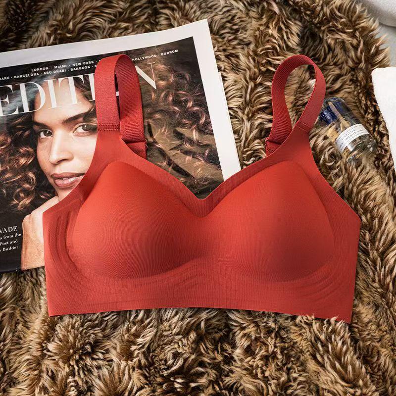 Traceless breathable large size underwear women gather without steel ring to close the breast soft support bra summer light and breathable