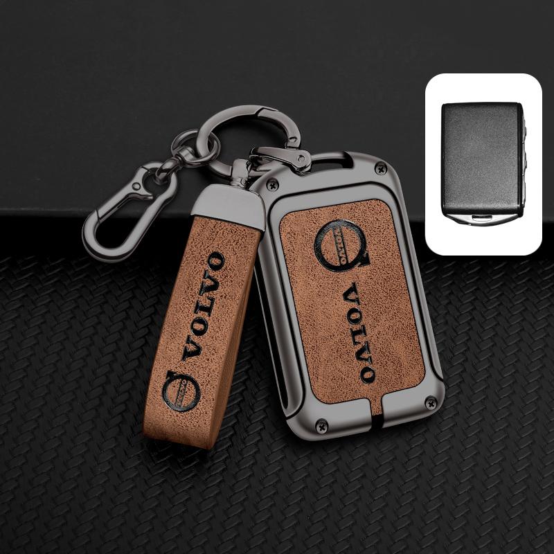 Zine Alloy Leather Car Key Case Cover Protection Shell Holder For Volvo XC60 XC40 XC90 S90 V60 S60 V90 C40 Polestar 1 Polestar 2