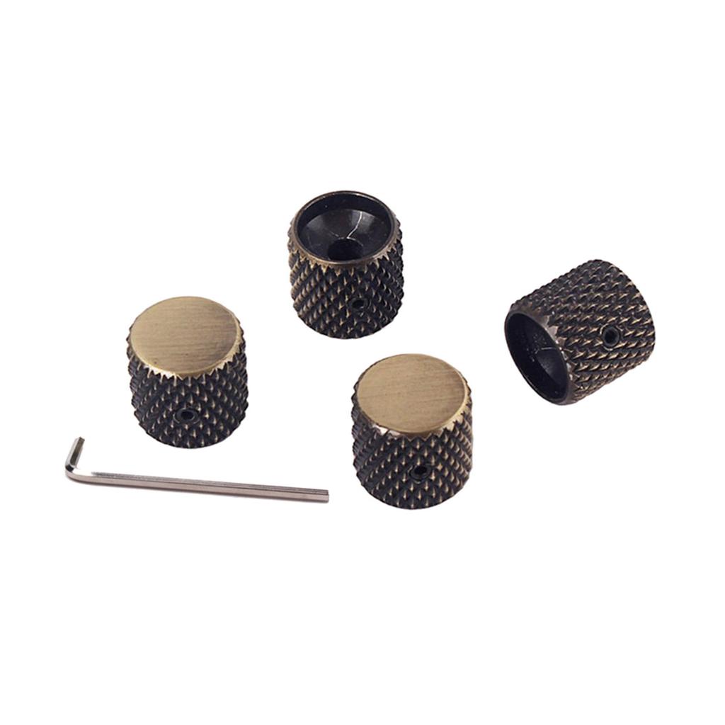 4Pcs Metal Bronze-coloured Replacement Speed Knobs Button Volume Tone Control Knobs for Electric Bass Guitar Accessories
