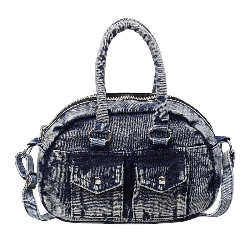 2025 Summer Premium Texture Retro Washed Denim Bag Fashionable Versatile Portable Messenger Bag Single Shoulder Commuter Bag