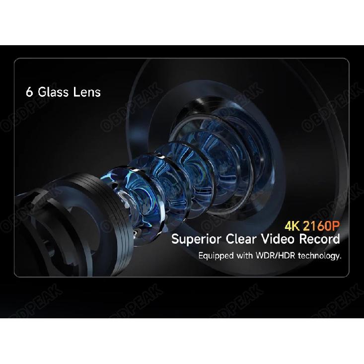 H330 11.26" Rearview Mirror 3 Cameras Front Inside Rear 4K+1080P+1080P Dash Cam Infrared Night Vision WIFI GPS Video Recorder