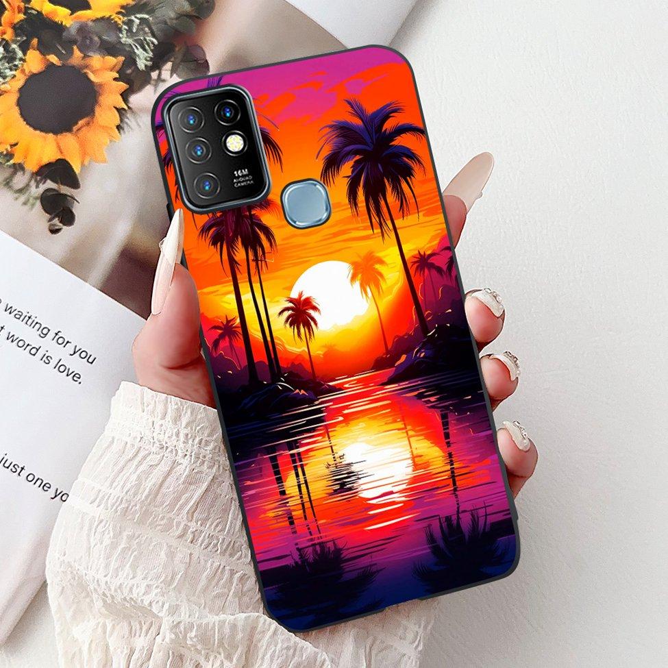 Для Infinix Hot 10 Чехол Силиконовый Милый Кот Модные Цветы Роскошная Расписная Задняя Крышка Для Чехла Телефона Inifnix Hot 10 X682B X682C