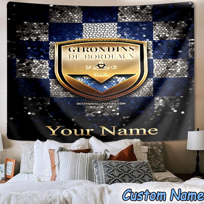 Custom Name Girondins Bordeaux Printed Tapestry, for Bedroom,Livingroom, dormitory, Large Wall Decor, Fabric Decor Fan Birthday Gifts