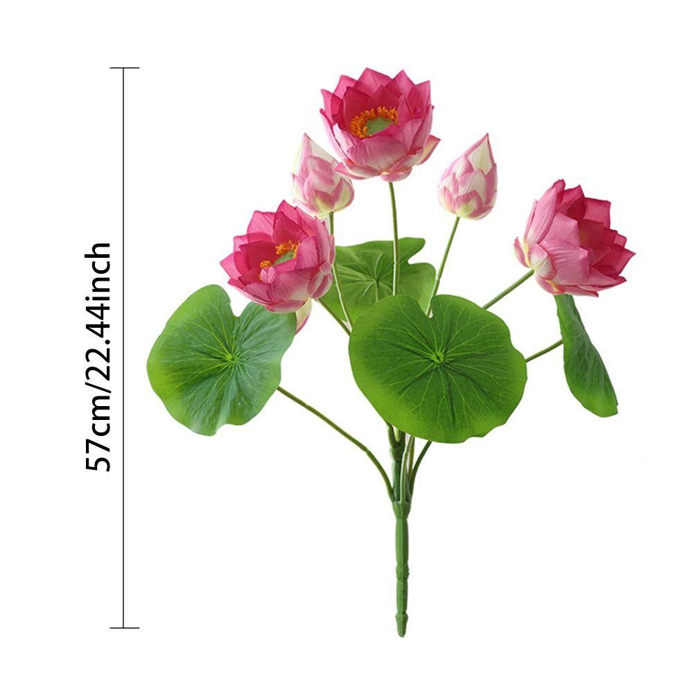 Multicolor Lotus Artificial Flower Silk Flower DIY Lifelike Flower Green Lotus Leaves Simulation Lotus Flower Desktop Ornament