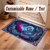 Space Cosmic Theme Crystal Velvet Floor Rug Personalized Custom Name Text Warm Carpet Home Decoration