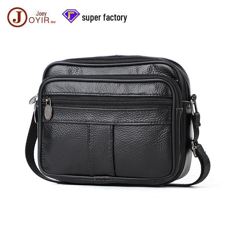 Men's Genuine Leather Messenger Bag - Casual Fashion, First Layer Cowhide, Small Shoulder Bag for Business and Travel.
