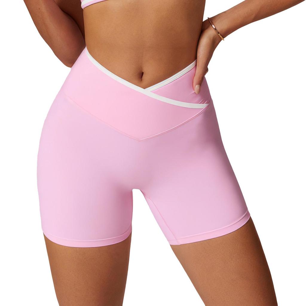 Европейские и американские йога-шорты с высокой талией и эффектом пуш-ап ягодиц - Женские трехточечные фитнес-брюки